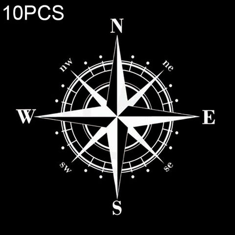 10pcs  Art Design Vinyl NSWE Compass Car Stickers Decals Black/Silver, 10 PCS White + Black, 10 PCS Black + White