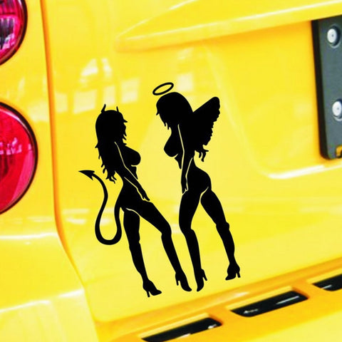 10 PCS QYPF ANGEL DEVIL Sexy Girl Car Sticker Car Styling Decal, Size: 18x14cm, Sexy Girl