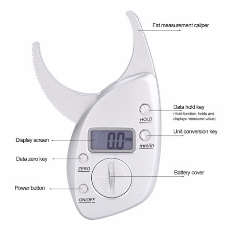 0-50MM Electronic Digital Display Fat Measurement Caliper Waist Circumference Ruler, Silver