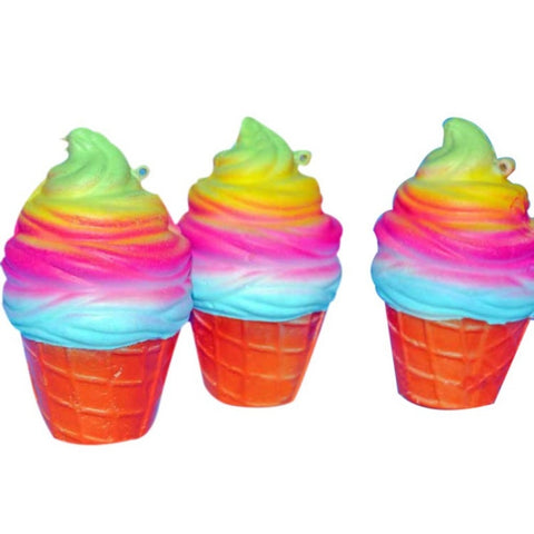 2 PCS rainbow ice cream cone decompression toys with rope, rainbow ice cream
