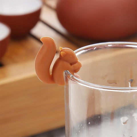 10 PCS Silicone Squirrel Tea Bag Multi-function Wine Glass Cup Recognizer, Squirrel (Orange), Squirrel (Green), Squirrel (Blue), Squirrel (Coffee), Squirrel (Gray)