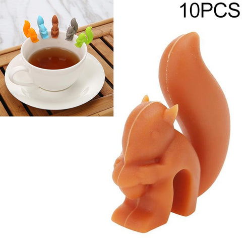 10 PCS Silicone Squirrel Tea Bag Multi-function Wine Glass Cup Recognizer, Squirrel (Orange), Squirrel (Green), Squirrel (Blue), Squirrel (Coffee), Squirrel (Gray)