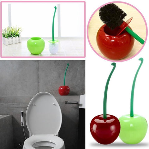 Cherry Shaped Toilet Brush Bathroom Creative Lovely Lavatory Brush Toilet Cleaning Kit, Red, Green