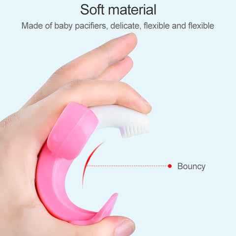 3 PCS Baby Silicone Training Toothbrush Banana Shape Safe Toddle Teether Chew Toys Teething Ring Gift for Infant Baby Chewing, Pink-B, Yellow-B