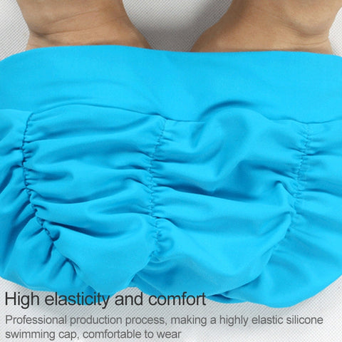 Women Earmuffs Pleated Cloth Swimming Cap, Women Swimming Cap (Black), Women Swimming Cap (Lake Blue), Women Swimming Cap (Purple), Women Swimming Cap (Rose)