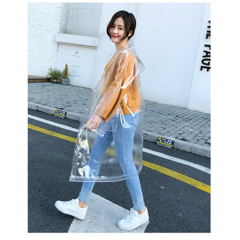 Stylish Portable Outdoor Transparent EVA Raincoat, M, L, XL