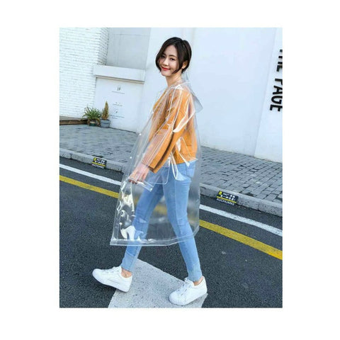 Stylish Portable Outdoor Transparent EVA Raincoat, M, L, XL