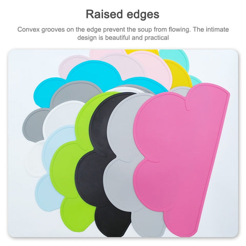 Children Cloud Silicone Placemat Waterproof Environmental Protection Student Table Mat, White, Black, Yellow, Blue, Green, Light Pink, Dark Gray, Light Blue, Light Green, Light Gray, Dark  Pink