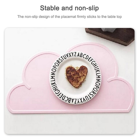 Children Cloud Silicone Placemat Waterproof Environmental Protection Student Table Mat, White, Black, Yellow, Blue, Green, Light Pink, Dark Gray, Light Blue, Light Green, Light Gray, Dark  Pink