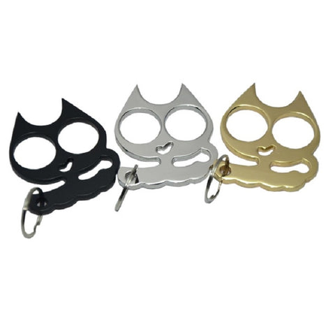 5 PCS Kitty Outdoor Metal Self-defense Keychain Outdoor Self-defense Window Breaking Tool, Cat Shape(Gold), Cat Shape(Silver), Cat Shape(Black)