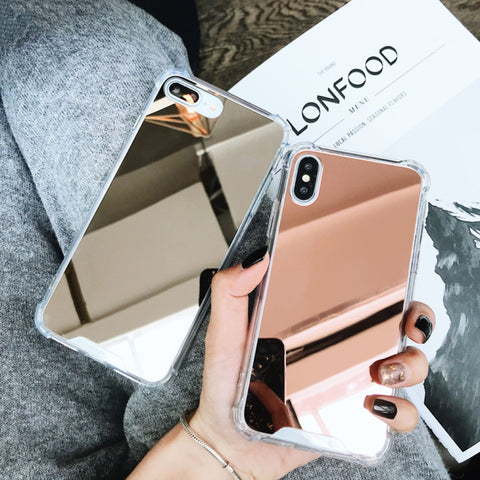 For iPhone XR Luxury Plating Mirror Acrylic TPU Case, For iPhone XR