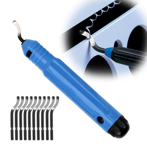 NB1100 Hand Deburr Trimming Knife Scraper, Handle + 1 Cutter Head, 10 Cutter Heads, Handle +10 Cutter Heads