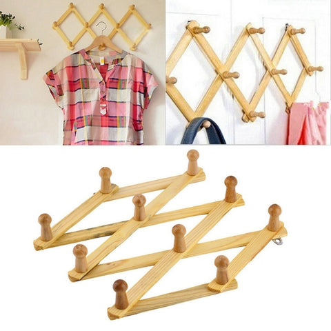 Solid Wooden Retractable Wall Hanging Folding Coat Rack Drying Rack, Coat Rack Drying Rack