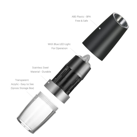 Automatic Electric Pepper Grinder Salt Mill with LED Light, Automatic Electric Pepper Grinder