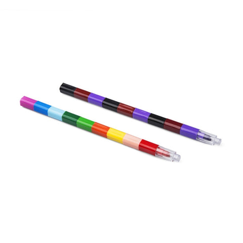 6pcs Creative Building Blocks Crayons Children 12 Colors Drawing Educational Toys, 6pcs 12 Colors Drawing Toys