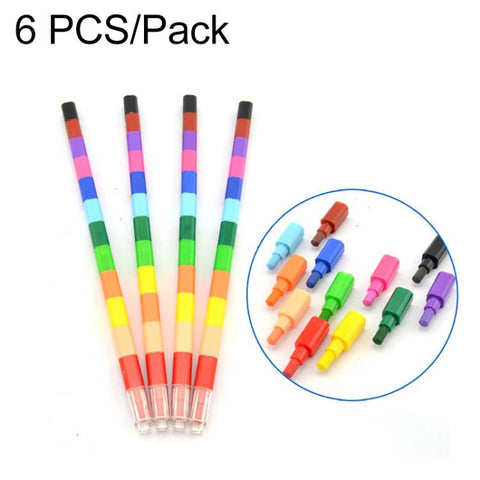 6pcs Creative Building Blocks Crayons Children 12 Colors Drawing Educational Toys, 6pcs 12 Colors Drawing Toys