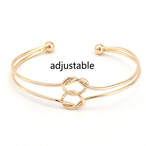 Punk Simple Double Knot Loop Metal Chain Bracelet Bohemian Retro Jewelry