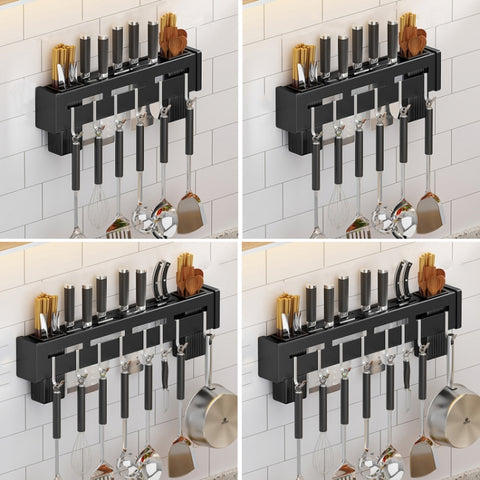 Kitchen Wall-mounted Rack Free Punching Chopsticks Holder, Brushed 30cm, Brushed 40cm, Brushed 50cm, Brushed 60cm, Black 30cm, Black 40cm, Black 50cm, Black 60cm
