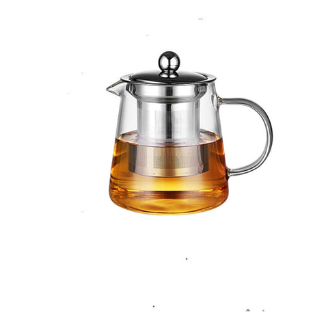 Large Capacity Heat Resistant Glass Teapot Tea Set With Stainless Steel Filter For Kung Fu Tea, 450ML, 550ML, 750ML, 950ML
