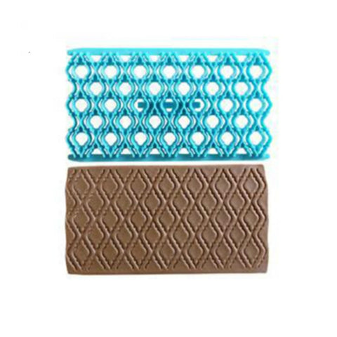 2 PCS Cake Fondant Tool Heart Shaped Diamond Texture Plaid Overpass Quyi Seal Printing Mould