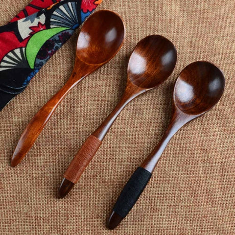 10 PCS Eco Wooden Spoon Flatware Kitchen Soup Coffee Stirring Spoons Cooking Utensil Coffee Tea Mixing Spoons, Coffee Spoon(Brown), Coffee Spoon(Black), Coffee Spoon(Light Brown)