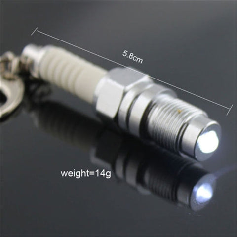 2 PCS Casual LED Key Chain Spark Plug Key Chain Keychain Car Parts Keyring Car Styling Accessories Decoration, Spark Plug Shape