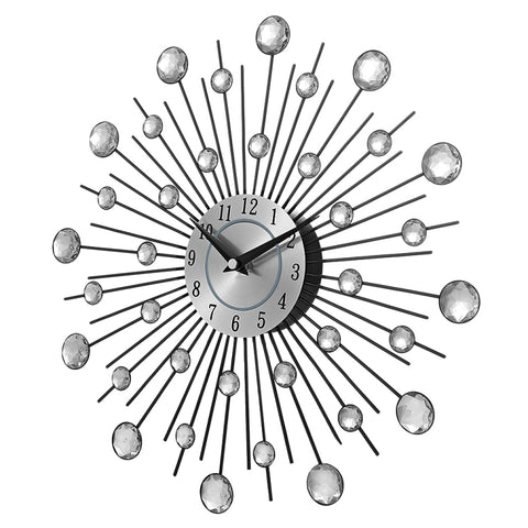 Creative Wall Clock Crystal Silver Wrought Iron Wall Clock Personality Art Decoration Living Room Bedroom Clock, Iron Wall Clock