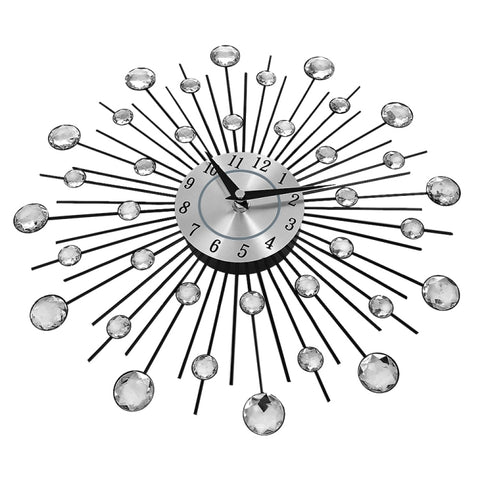 Creative Wall Clock Crystal Silver Wrought Iron Wall Clock Personality Art Decoration Living Room Bedroom Clock, Iron Wall Clock
