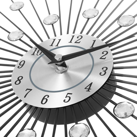 Creative Wall Clock Crystal Silver Wrought Iron Wall Clock Personality Art Decoration Living Room Bedroom Clock, Iron Wall Clock