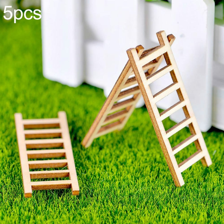 5pcs Simulation Ladder Decoration Wooden Staircase Corridor Micro Landscape Succulent Potted DIY Decorations, Simulation Ladder Decorations