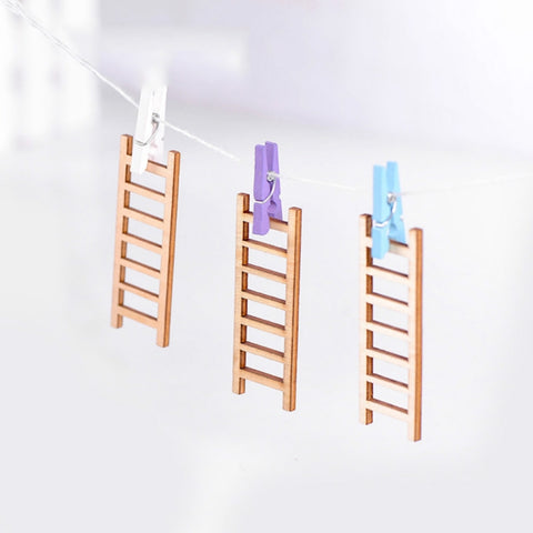 5pcs Simulation Ladder Decoration Wooden Staircase Corridor Micro Landscape Succulent Potted DIY Decorations, Simulation Ladder Decorations