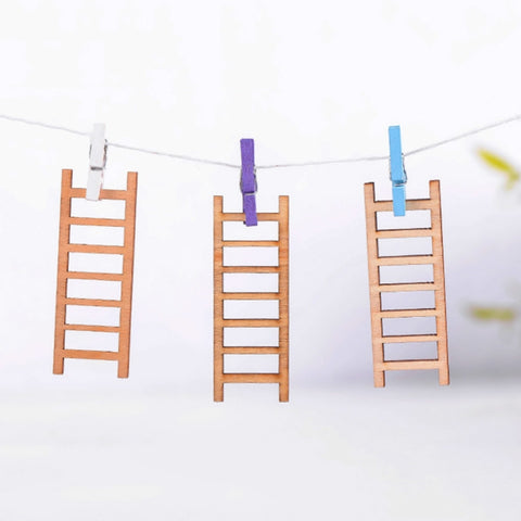 5pcs Simulation Ladder Decoration Wooden Staircase Corridor Micro Landscape Succulent Potted DIY Decorations, Simulation Ladder Decorations