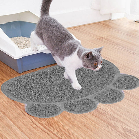 PVC Claw Shaped Cat Litter Mat Pet Placemat Anti-skid Floor Mat Pet Supplies, Rose Red, Yellow Green, Gray, Lake Blue, Coffee, Light Blue