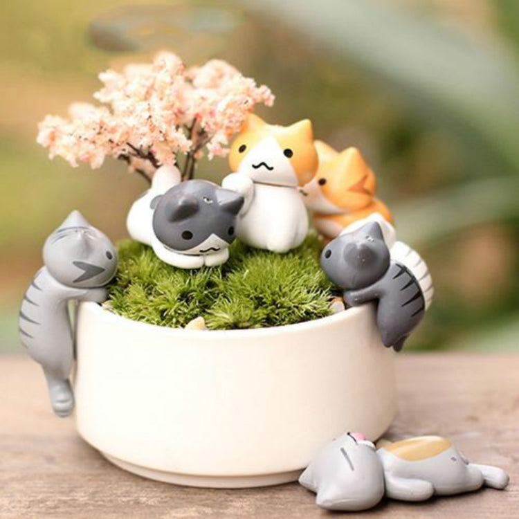 2 Sets Fleshy Flower Pot Moss Micro Landscape Doll Cute Cat Decoration Doll Cake DIY Assembly Ornaments, Doll Cute Cat Decoration
