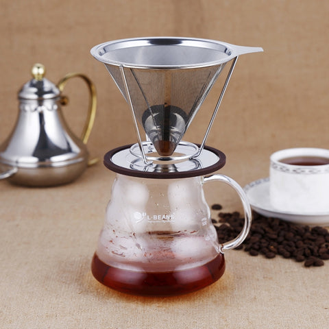 Stainless Steel Filter Cone Filter Cartridge Tea Coffee Free Paper Filter Cup, Stainless Steel Filter