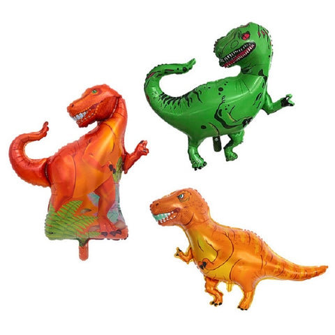 2 PCS Dinosaur Modeling Aluminum Foil Balloon Children Birthday Decoration Party Supplies Toy, Large Red Tyrannosaurus, Large Yellow Tyrannosaurus, Large Green Tyrannosaurus, Large Blue Long-necked Dragon, Large Horned Dragon, Large Green-spotted Dinos...