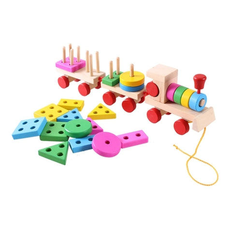 Wooden Train Shape Building Blocks Toy Baby Early Learning Training Toy, Train Shape