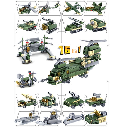 KAZI 16 in 1 Sets Land Team Building Block Educational Toys, Age Range: 6 Years Old Above, 84053