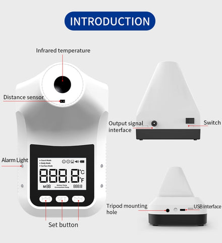 K3 Pro Handsfree Non-contact Forehead Body Light-sensitive Distance Sensor Infrared Thermometer, 2.8 inch LCD Display Screen, K3 Pro