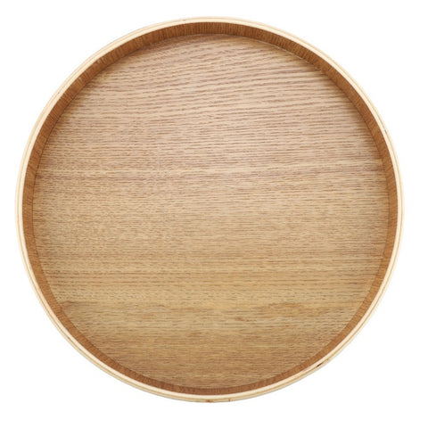 Creative Round Solid Wood Tea Tray Hotel Wooden Tay Storage Tray, Diameter: 33cm, Wood Color, Diameter: 33cm