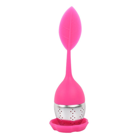 Stainless Steel Leaf Shape Silicone Tea Bag Tea Strainers, Red, Rose Red, Baby Blue, Yellow