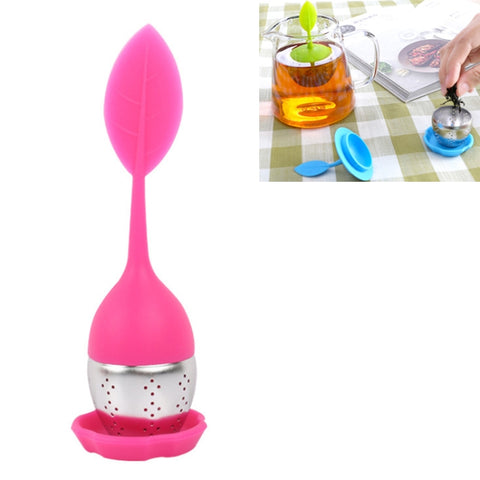 Stainless Steel Leaf Shape Silicone Tea Bag Tea Strainers, Red, Rose Red, Baby Blue, Yellow