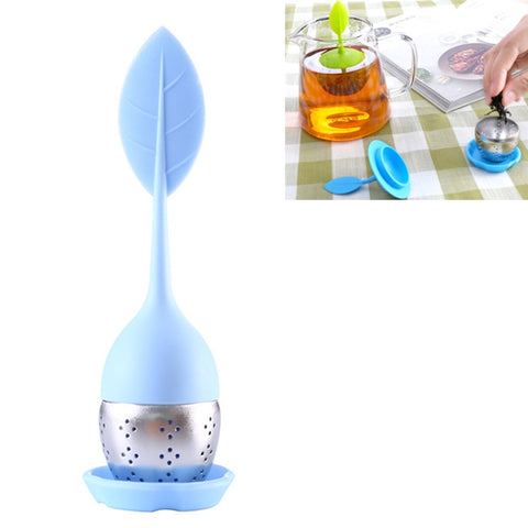 Stainless Steel Leaf Shape Silicone Tea Bag Tea Strainers, Red, Rose Red, Baby Blue, Yellow