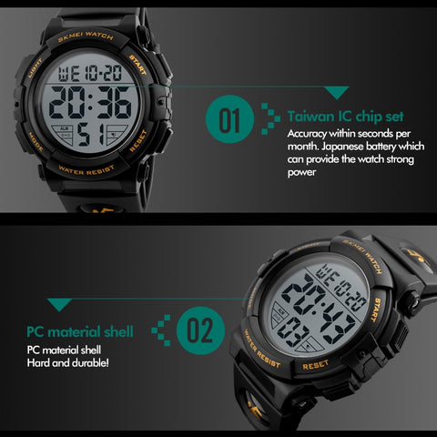 SKMEI 1258 Multifunctional Outdoor Sports Noctilucent Waterproof Wrist Watch, Size: S