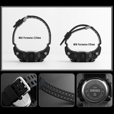 SKMEI 1384 Multifunctional Men Outdoor Fashion Noctilucent Waterproof LED Digital Watch