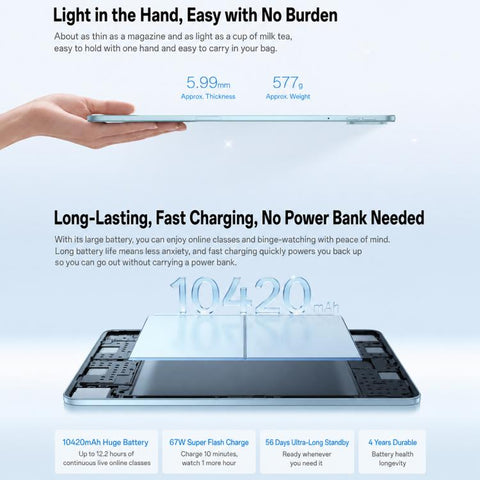 OPPO Pad 6 12.1 inch Soft Light Screen Tablet PC, 8GB+256GB, ColorOS 16 MediaTek Dimensity 9500s Octa Core, 8GB+256GB Soft Light