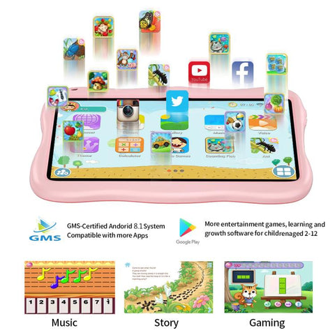 BDF 7 inch WiFi Kids Tablet PC with Spaceman Silicone Case, 1GB+16GB, Android 8.1 MTK6735 Quad Core CPU, US Plug, 3GB+32GB