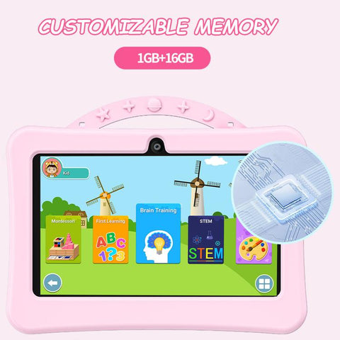 7 inch WiFi Kids Tablet PC with Portable Astronaut Silicone Case, 1GB+16GB, Android 8.0 MTK6735 Quad Core CPU, EU Plug, EU Plug