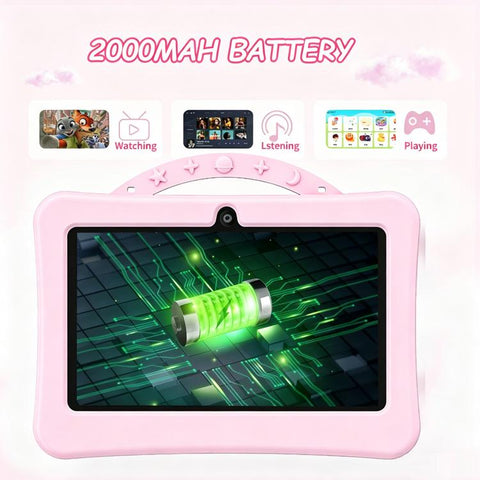 7 inch WiFi Kids Tablet PC with Portable Astronaut Silicone Case, 1GB+16GB, Android 8.0 MTK6735 Quad Core CPU, EU Plug, EU Plug