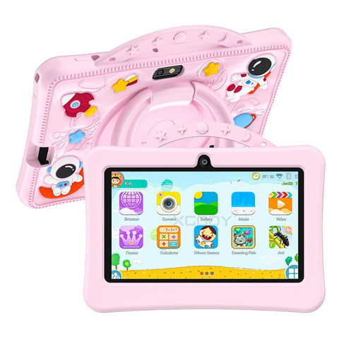 7 inch WiFi Kids Tablet PC with Portable Astronaut Silicone Case, 1GB+16GB, Android 8.0 MTK6735 Quad Core CPU, EU Plug, EU Plug